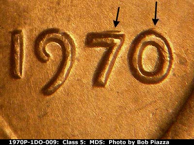 1970 Lincoln cent obverse, CopperCoins die 1970P•1DO•009.
