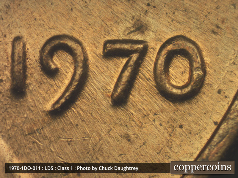 Die-stage C marker on 1970P•1DO•011 (1970 Doubled Die Obverse).