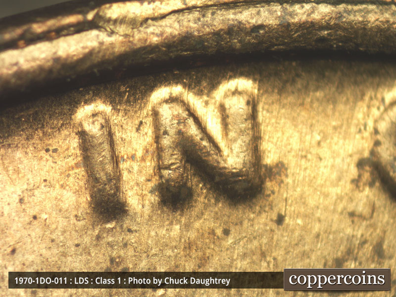 Die-stage C marker on 1970P•1DO•011 (1970 Doubled Die Obverse).
