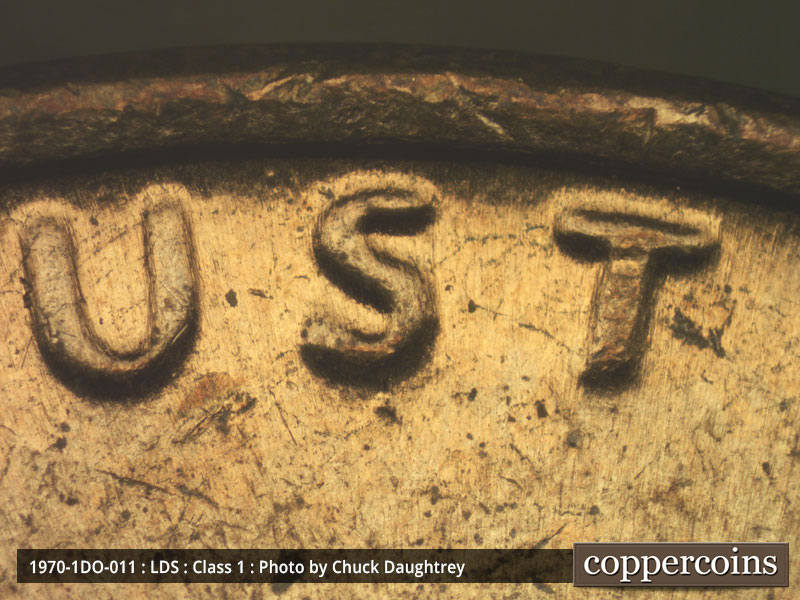 Die-stage C marker on 1970P•1DO•011 (1970 Doubled Die Obverse).