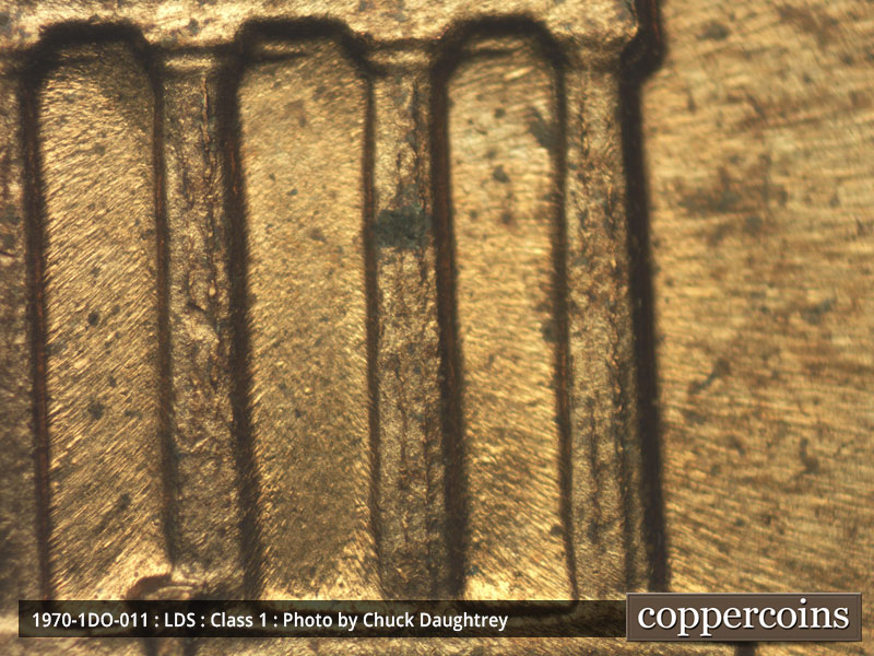 Die-stage C marker on 1970P•1DO•011 (1970 Doubled Die Obverse).