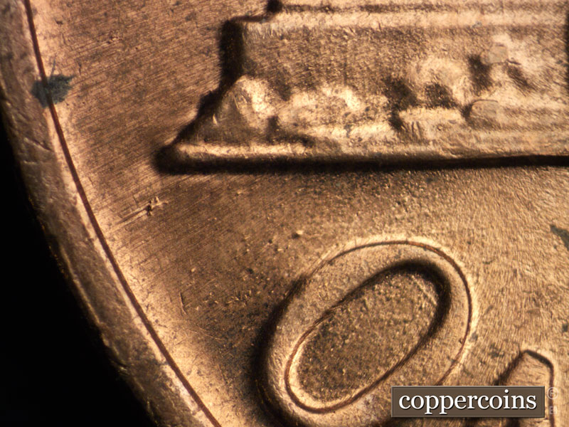 Die-stage B marker on 1970S•1DO•004 (1970 Doubled Die Obverse).