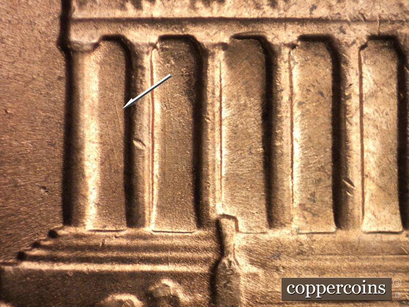 Die-stage B marker on 1970S•1DO•004 (1970 Doubled Die Obverse).