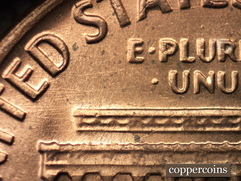 Die-stage A marker on 1970S•1DO•006 (1970 Doubled Die Obverse).