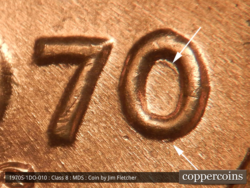 1970 Lincoln cent obverse, CopperCoins die 1970S•1DO•010.