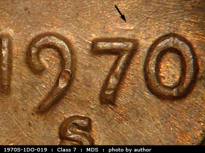 1970 Lincoln cent obverse, CopperCoins die 1970S•1DO•019.