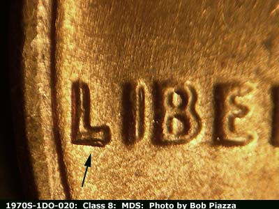 1970 Lincoln cent obverse, CopperCoins die 1970S•1DO•020.