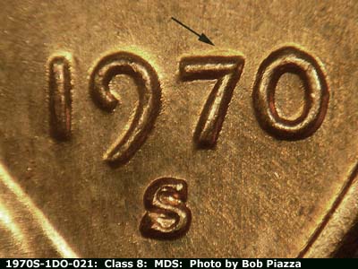 1970 Lincoln cent obverse, CopperCoins die 1970S•1DO•021.