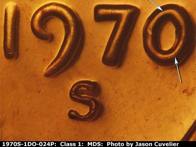 1970 Lincoln cent obverse proof, CopperCoins die 1970S•1DO•024P.