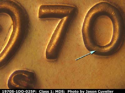 1970 Lincoln cent obverse proof, CopperCoins die 1970S•1DO•025P.
