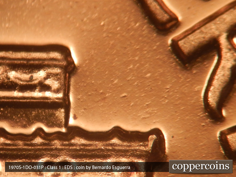 Die-stage A marker on 1970S•1DO•031P (1970 Doubled Die Obverse).