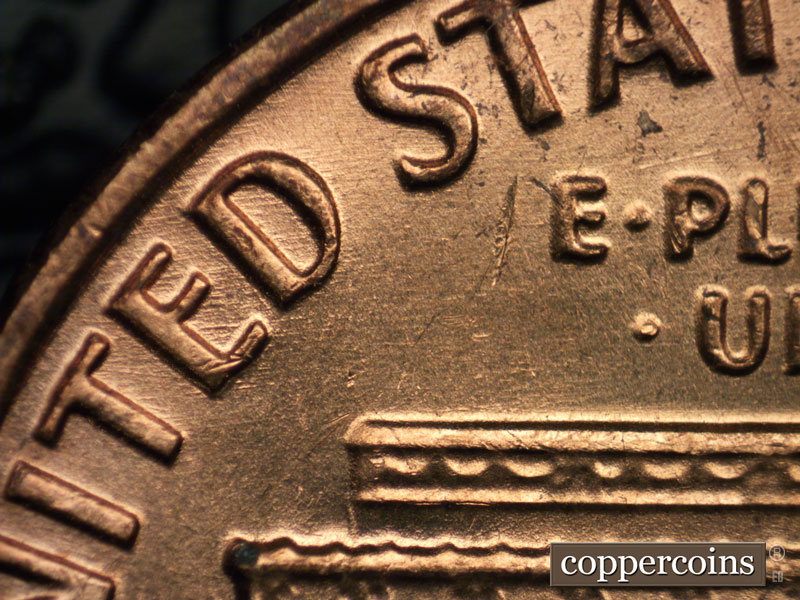 Die-stage A marker on 1970S•1DO•032 (1970 Doubled Die Obverse).