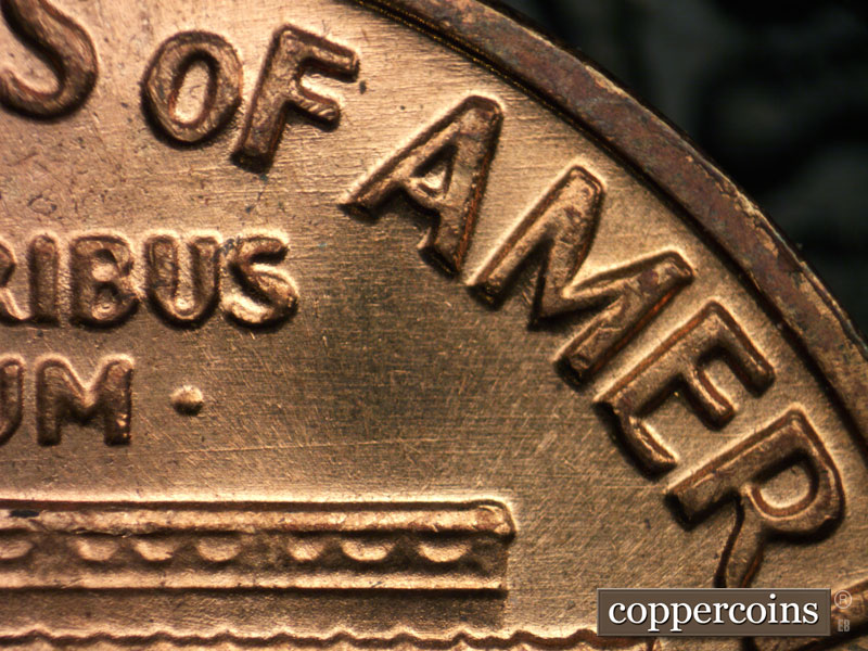 Die-stage A marker on 1970S•1DO•032 (1970 Doubled Die Obverse).