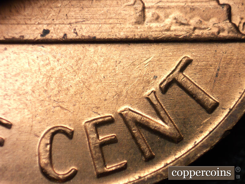 Die-stage A marker on 1970S•1DO•032 (1970 Doubled Die Obverse).