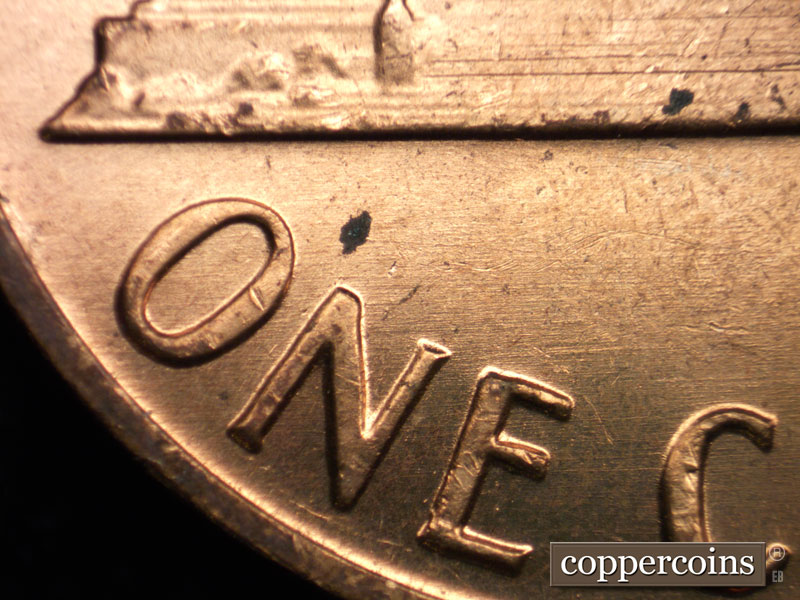 Die-stage A marker on 1970S•1DO•032 (1970 Doubled Die Obverse).