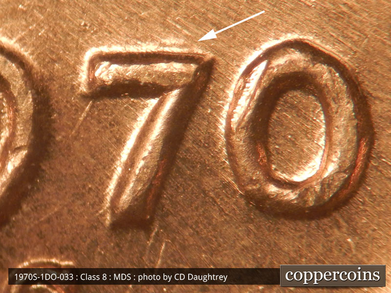 1970 Lincoln cent obverse, CopperCoins die 1970S•1DO•033.