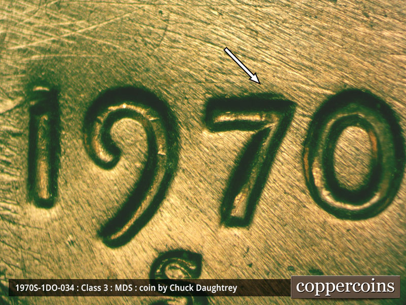 1970 Lincoln cent obverse, CopperCoins die 1970S•1DO•034.