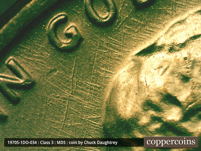 Die-stage B marker on 1970S•1DO•034 (1970 Doubled Die Obverse).
