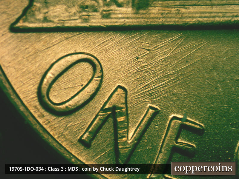 Die-stage B marker on 1970S•1DO•034 (1970 Doubled Die Obverse).