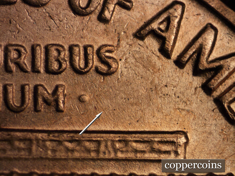 Die-stage B marker on 1970S•1DO•039 (1970 Doubled Die Obverse).