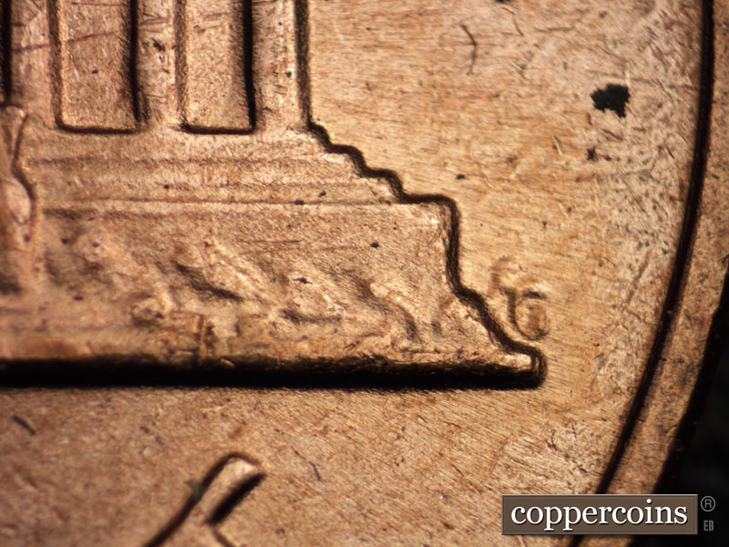 Die-stage B marker on 1970S•1DO•039 (1970 Doubled Die Obverse).