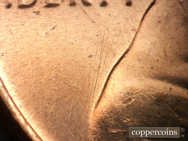 Die-stage B marker on 1970S•1DO•040 (1970 Doubled Die Obverse).
