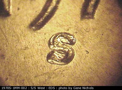 Die-stage A marker on 1970S•1MM•002 (1970 Repunched Mint Mark).