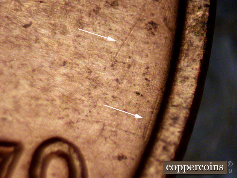 Die-stage C marker on 1970S•1MM•003 (1970 Repunched Mint Mark).