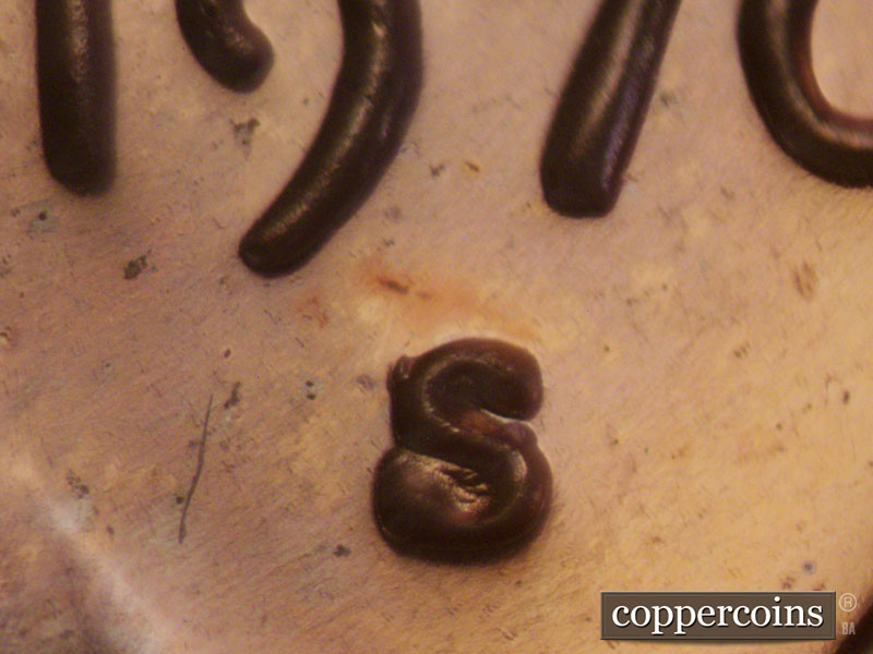 Die-stage A marker on 1970S•1MM•004P (1970 Repunched Mint Mark).