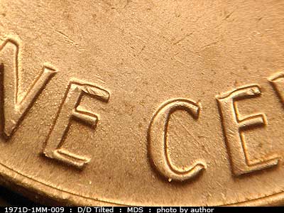Die-stage B marker on 1971D•1MM•009 (1971 Repunched Mint Mark).