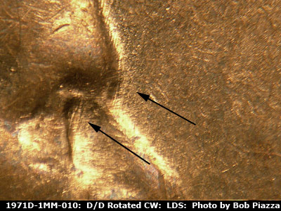 Die-stage C marker on 1971D•1MM•010 (1971 Repunched Mint Mark).