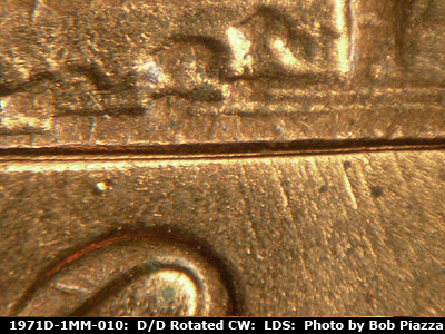 Die-stage C marker on 1971D•1MM•010 (1971 Repunched Mint Mark).