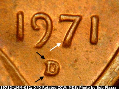 1971 Lincoln cent obverse, CopperCoins die 1971D•1MM•012.