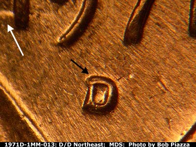 1971 Lincoln cent obverse, CopperCoins die 1971D•1MM•013.