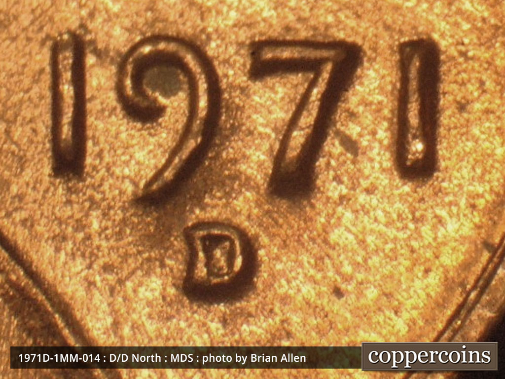 1971 Lincoln cent obverse, CopperCoins die 1971D•1MM•014.