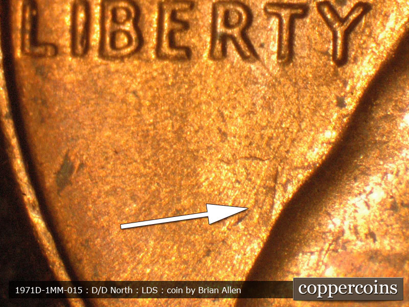 Die-stage C marker on 1971D•1MM•015 (1971 Repunched Mint Mark).