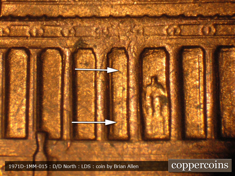 Die-stage C marker on 1971D•1MM•015 (1971 Repunched Mint Mark).