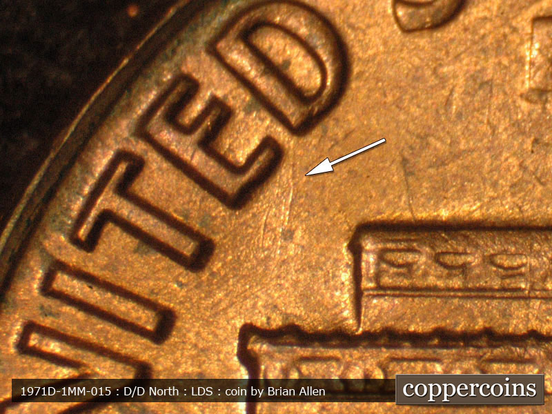 Die-stage C marker on 1971D•1MM•015 (1971 Repunched Mint Mark).