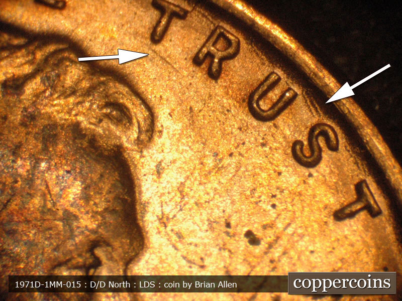Die-stage C marker on 1971D•1MM•015 (1971 Repunched Mint Mark).