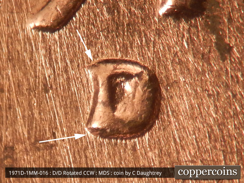 1971 Lincoln cent obverse, CopperCoins die 1971D•1MM•016.