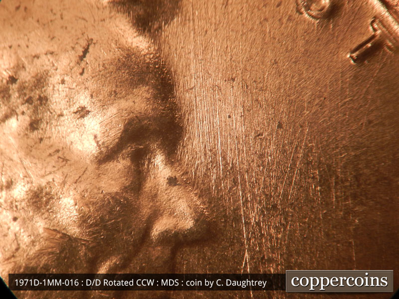 Die-stage B marker on 1971D•1MM•016 (1971 Repunched Mint Mark).