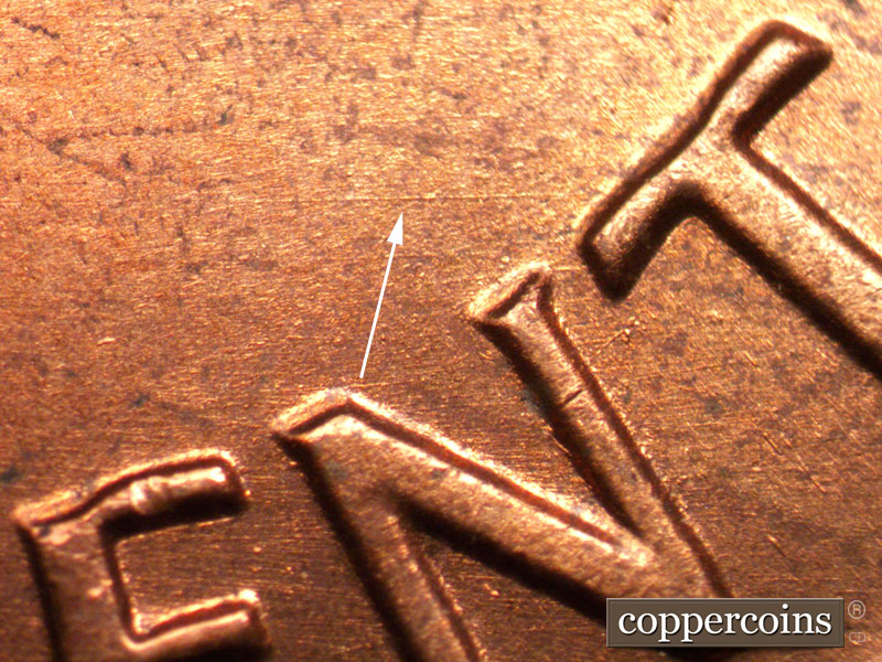 Die-stage B marker on 1971D•1MM•017 (1971 Repunched Mint Mark).