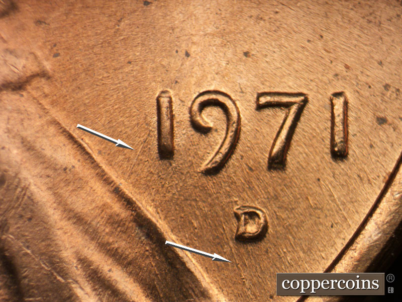 Die-stage C marker on 1971D•1MM•018 (1971 Repunched Mint Mark).