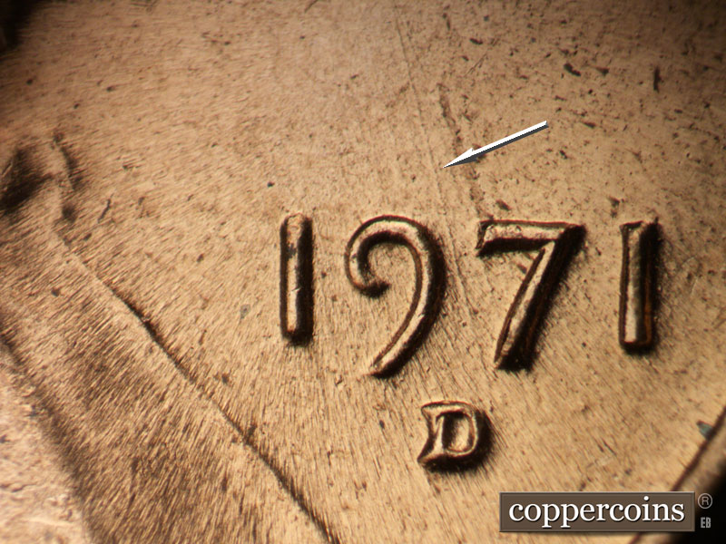 Die-stage C marker on 1971D•1MM•019 (1971 Repunched Mint Mark).