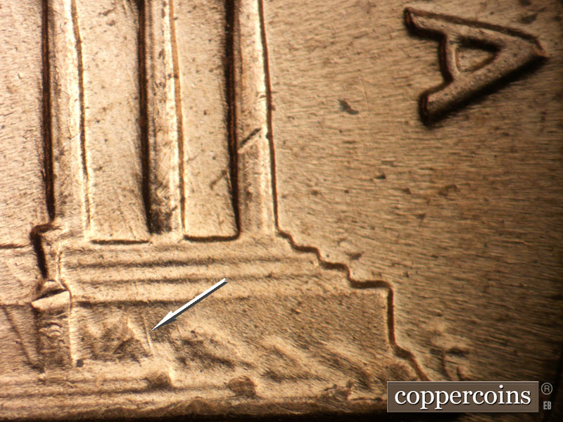 Die-stage C marker on 1971D•1MM•019 (1971 Repunched Mint Mark).