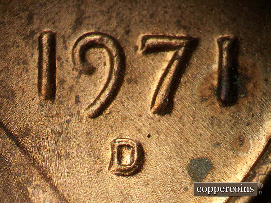 Die-stage B marker on 1971D•1MM•020 showing Closeup of rpm.