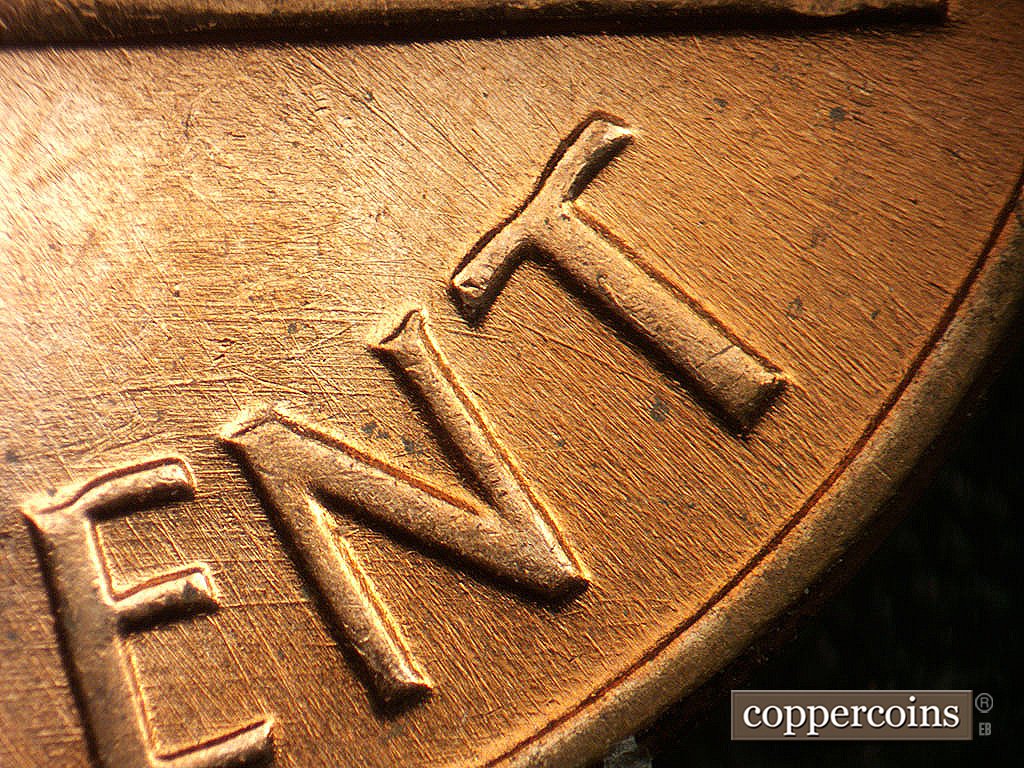Die-stage B marker on 1971D•1MM•021 showing Die scratches through ENT of CENT.