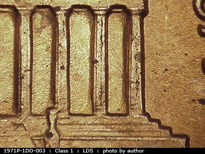 Die-stage C marker on 1971P•1DO•003 (1971 Doubled Die Obverse).
