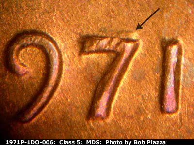 1971 Lincoln cent obverse, CopperCoins die 1971P•1DO•006.