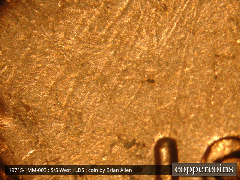 Die-stage C marker on 1971S•1MM•003 (1971 Repunched Mint Mark).